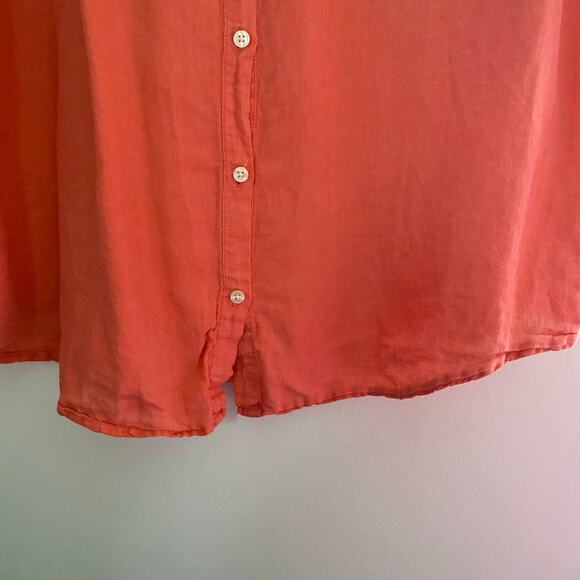 Land's End Linen Blouse Button Top Coral Orange Womens Size 1X Plus Size - Picture 3 of 6